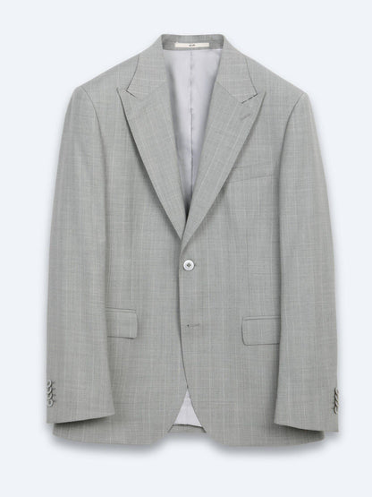 Grau Gestreifter Modern Fit Wollanzug