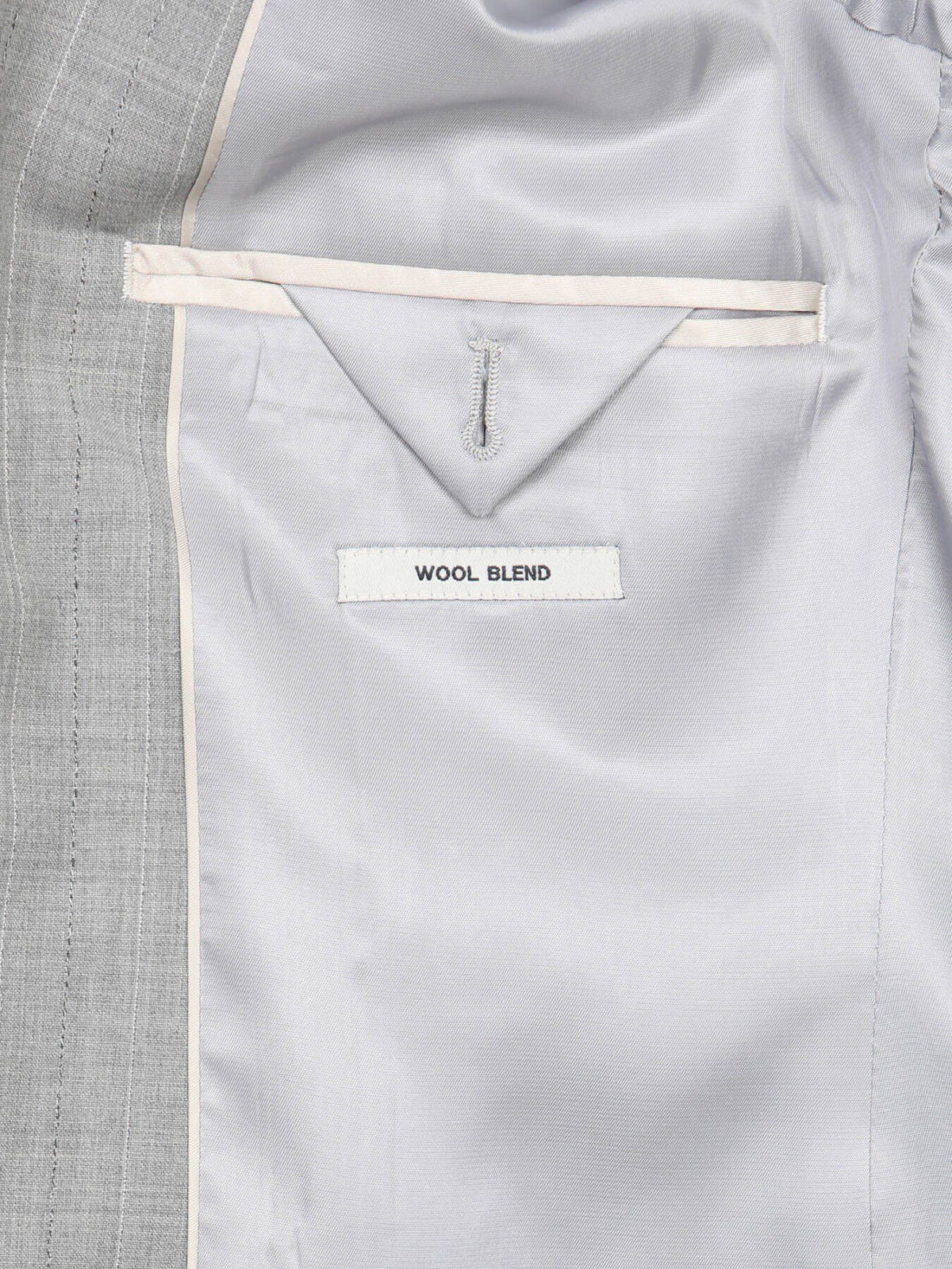 Grau Gestreifter Modern Fit Wollanzug
