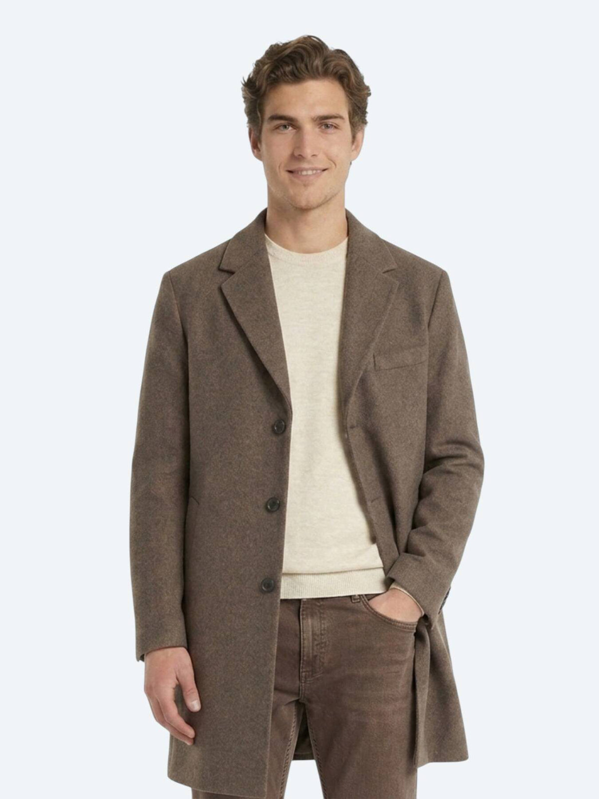 Hellbrauner Regular Fit Schmetterlingskragen Mantel