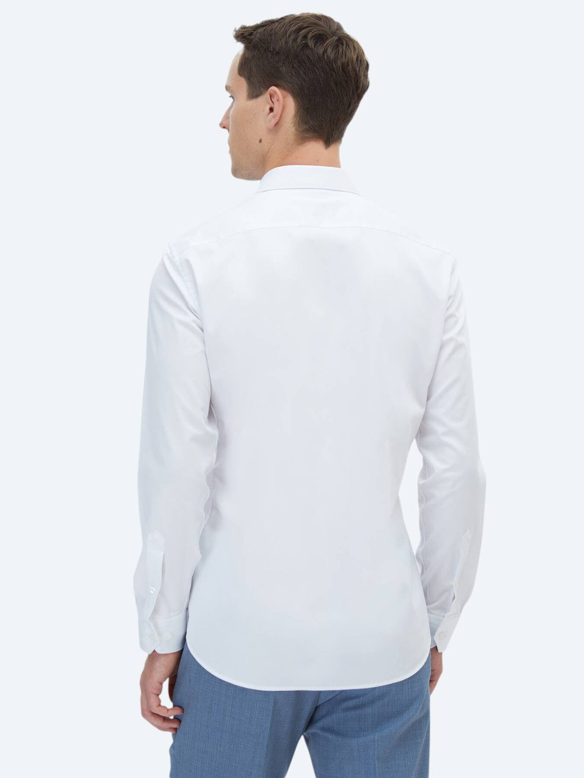 Weißes Klassisches Slim Fit Baumwollhemd