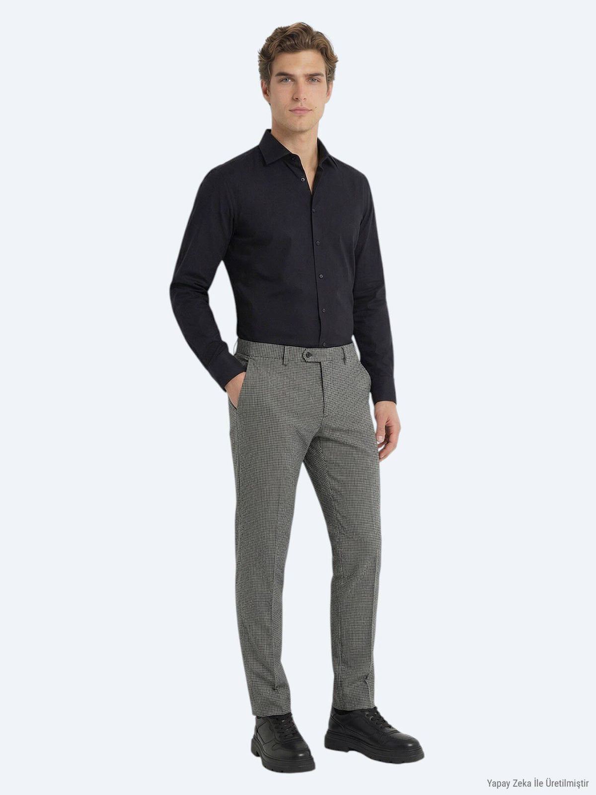 Schwarzes Klassisches Baumwollhemd, Slim Fit
