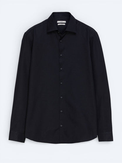 Schwarzes Klassisches Baumwollhemd, Slim Fit