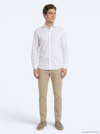 Weißes Klassisches Baumwollhemd Regular Fit