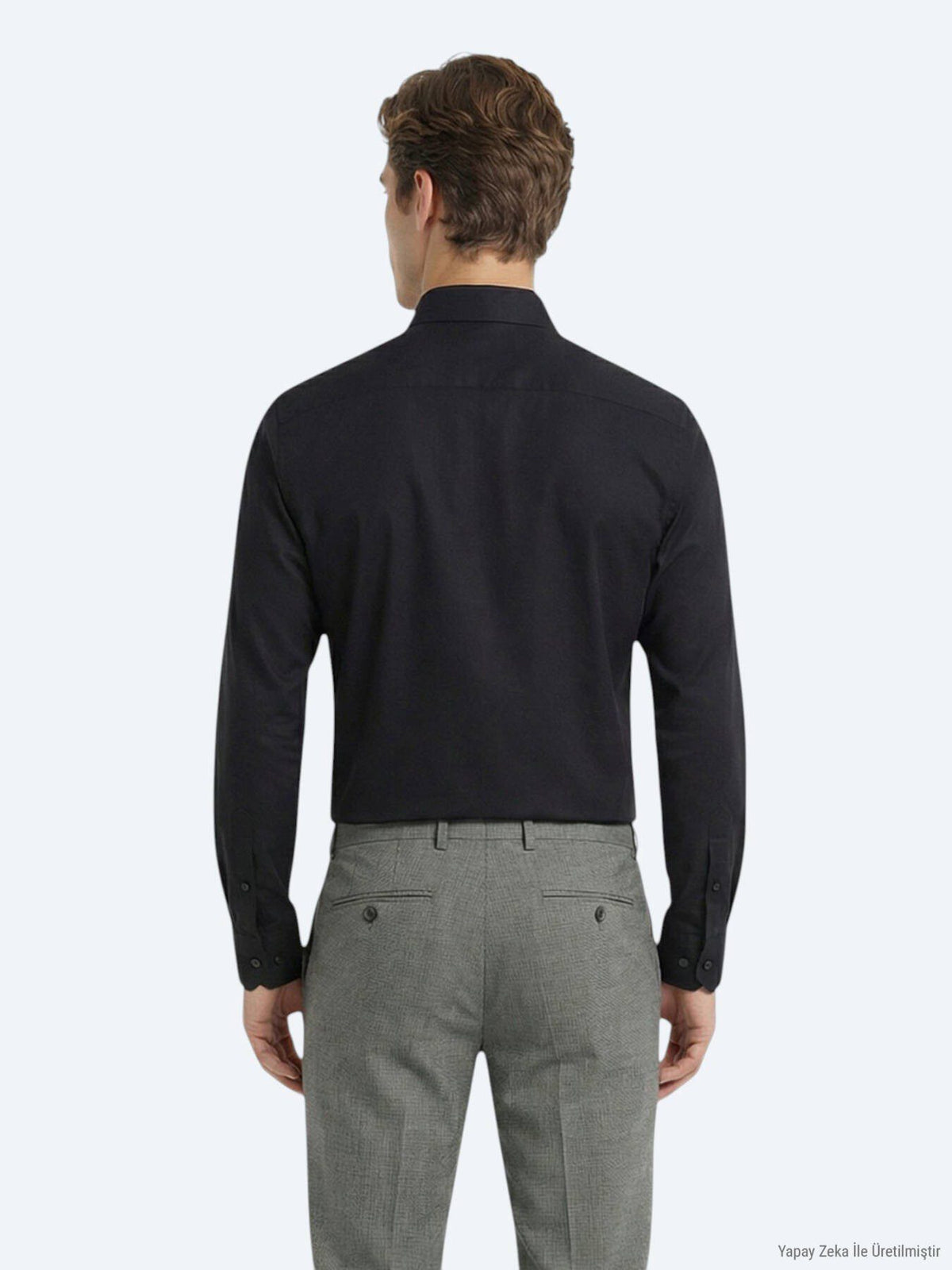Schwarzes Klassisches Baumwollhemd Regular Fit