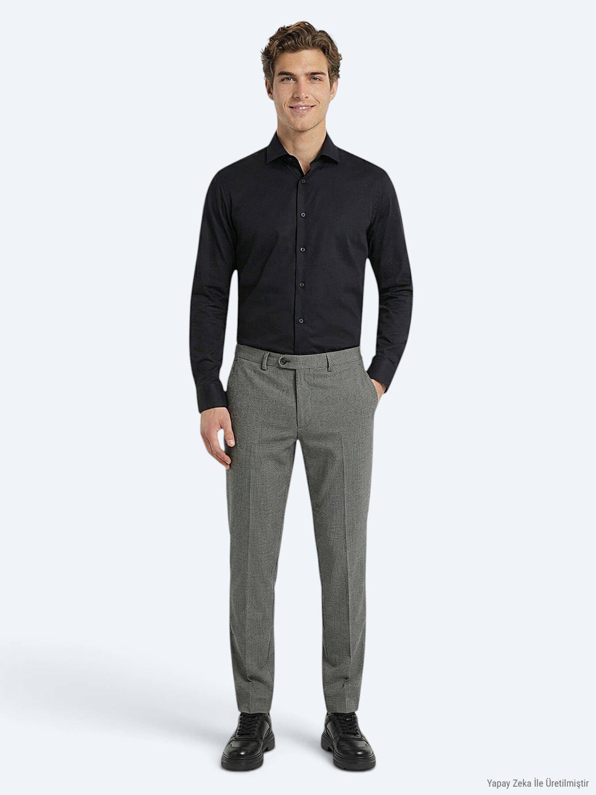 Schwarzes Klassisches Baumwollhemd Regular Fit
