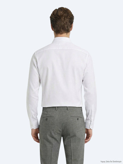 Weißes Klassisches Baumwollhemd, Slim Fit
