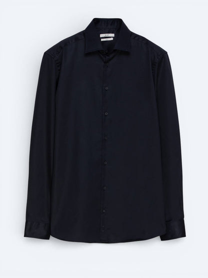 Schwarzes Klassisches Slim Fit Baumwollhemd