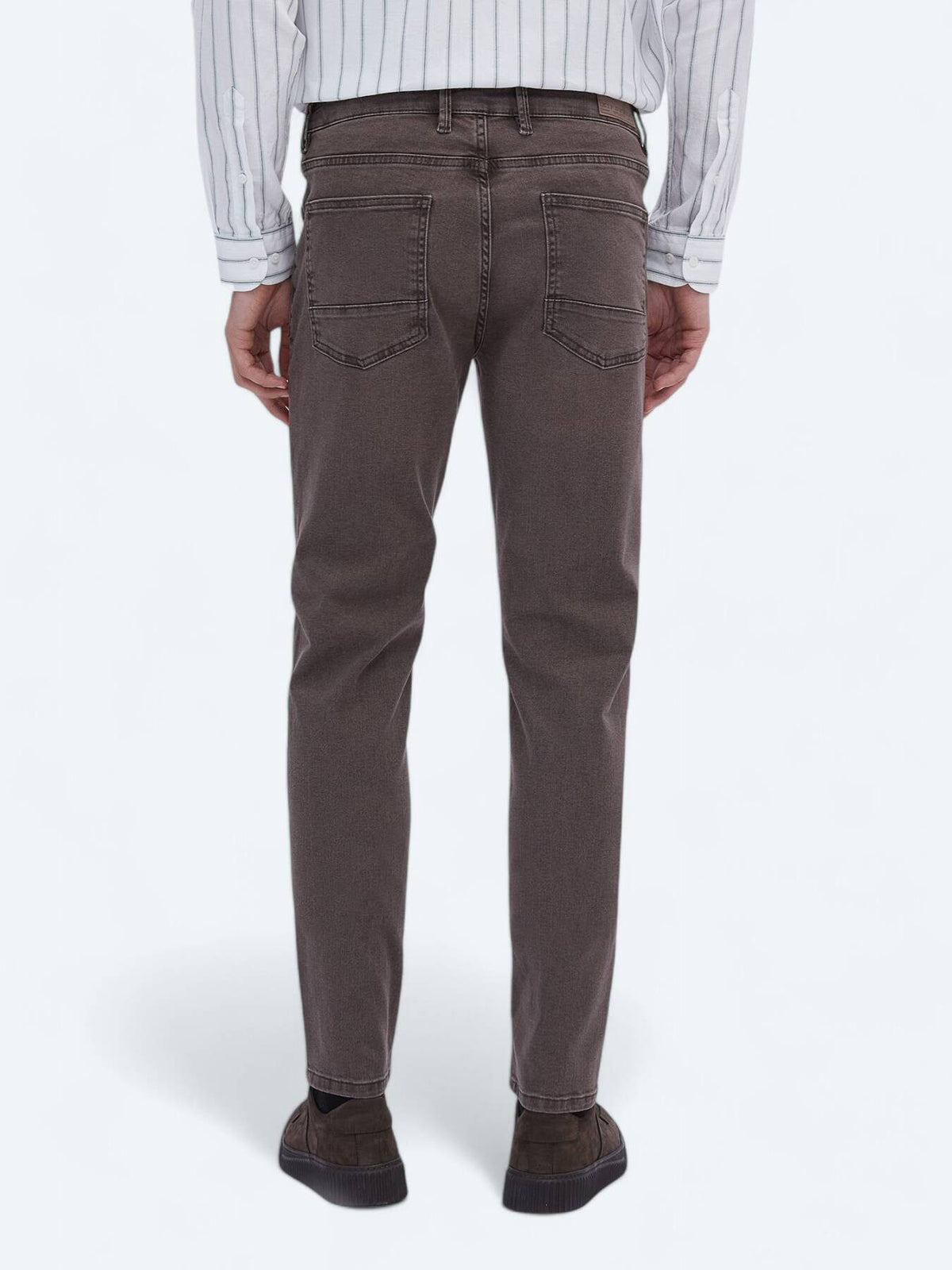 Braune Velours Slim Fit Jeanshose