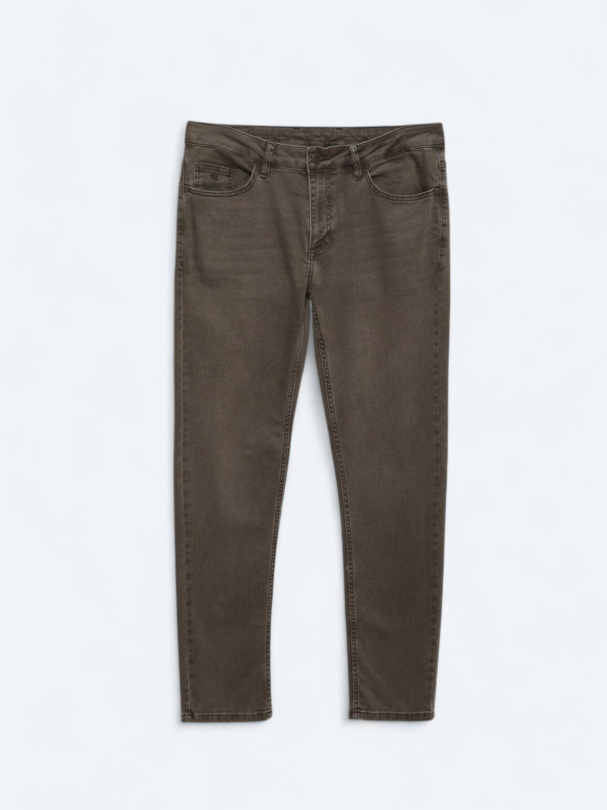 Braune Velours Slim Fit Jeanshose