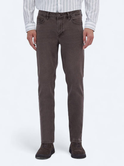 Braune Velours Slim Fit Jeanshose