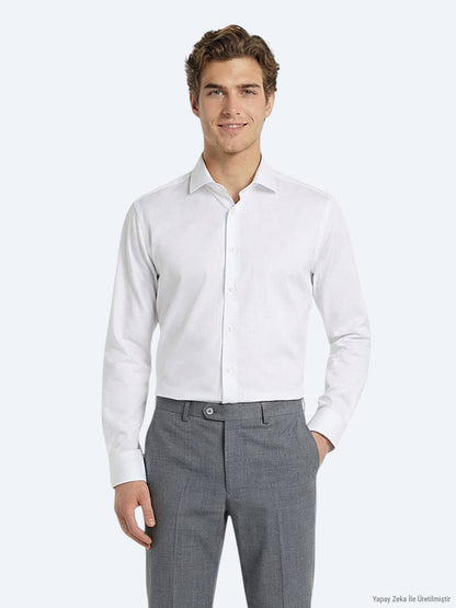 Weißes Klassisches Baumwollhemd Regular Fit