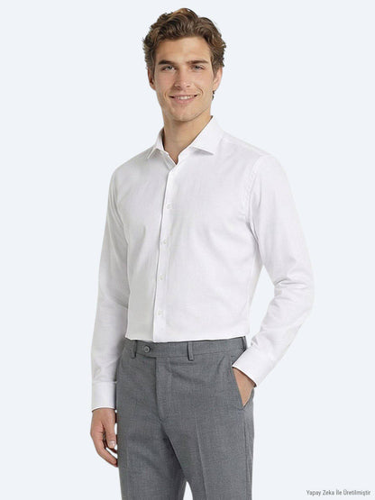 Weißes Klassisches Baumwollhemd Regular Fit