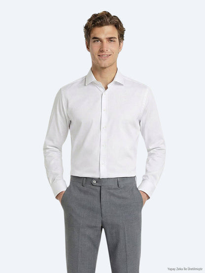 Weißes Klassisches Baumwollhemd Regular Fit