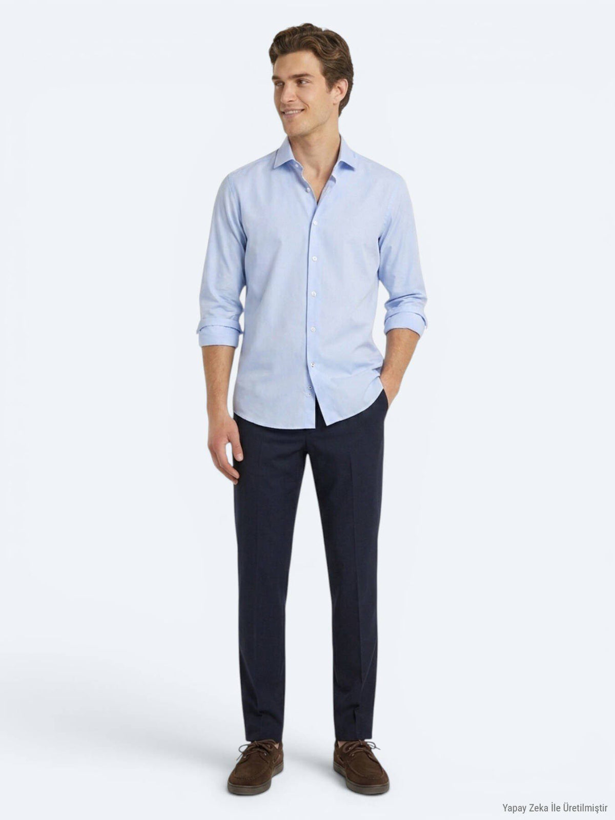 Blaues Klassisches Baumwollhemd Regular Fit