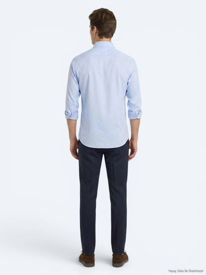 Blaues Klassisches Baumwollhemd Regular Fit