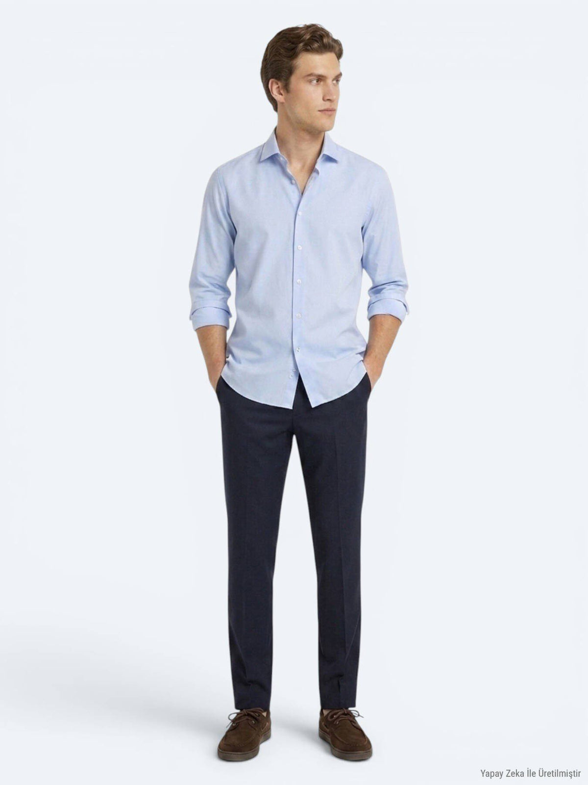 Blaues Klassisches Baumwollhemd Regular Fit