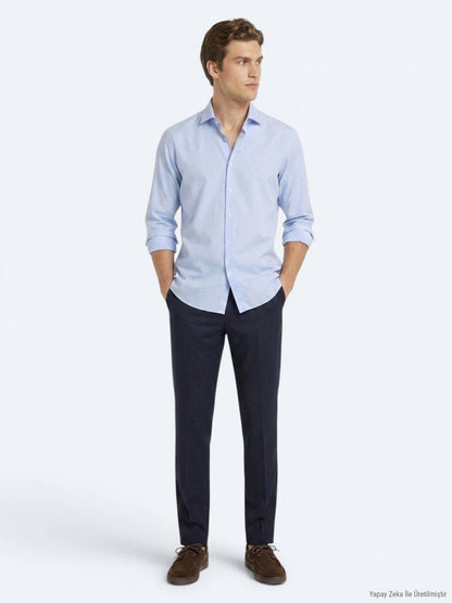 Blaues Klassisches Baumwollhemd Regular Fit