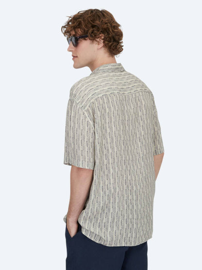 Blaues Muster Oversize Weaving Freizeithemd