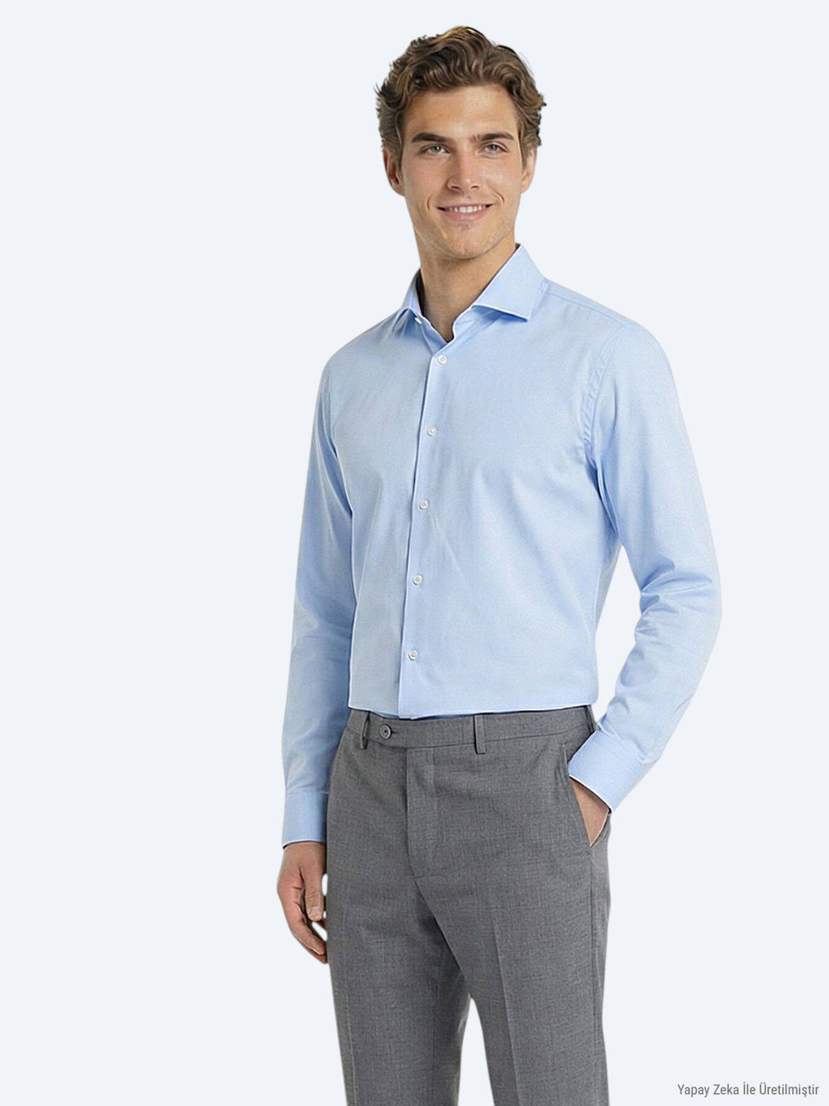 Blaues Klassisches Baumwollhemd Regular Fit