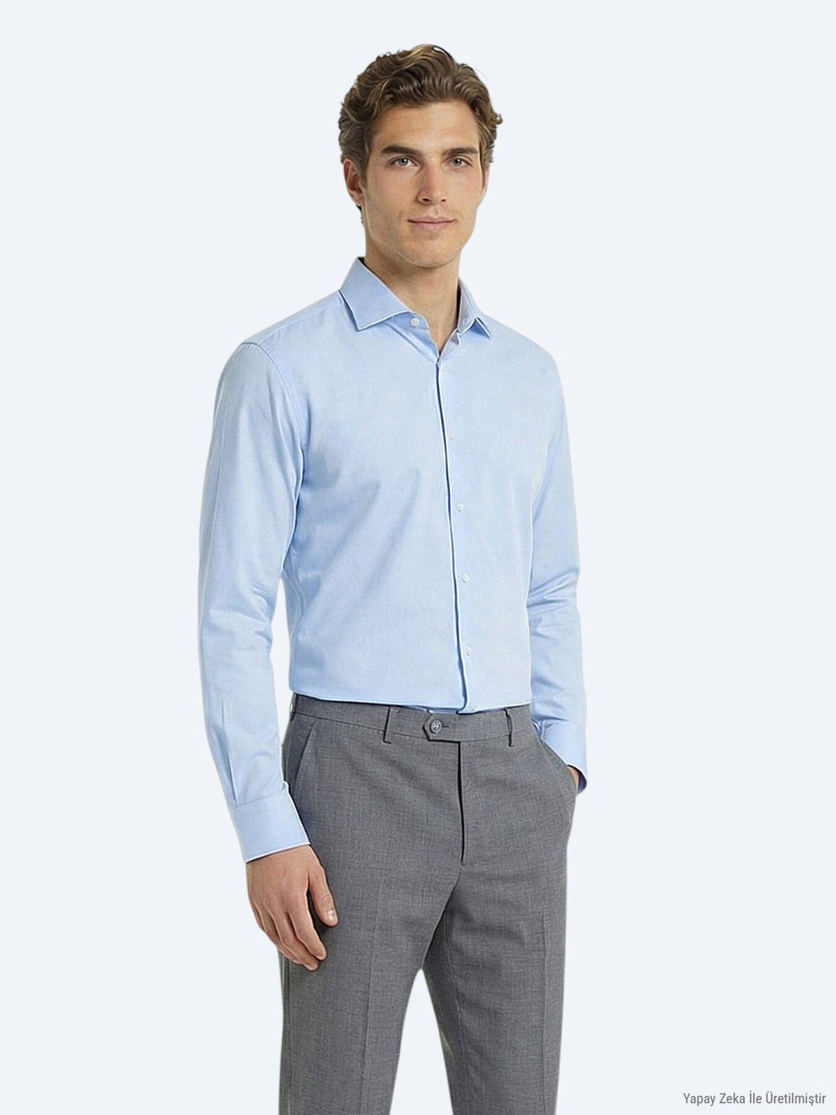 Blaues Klassisches Baumwollhemd Regular Fit