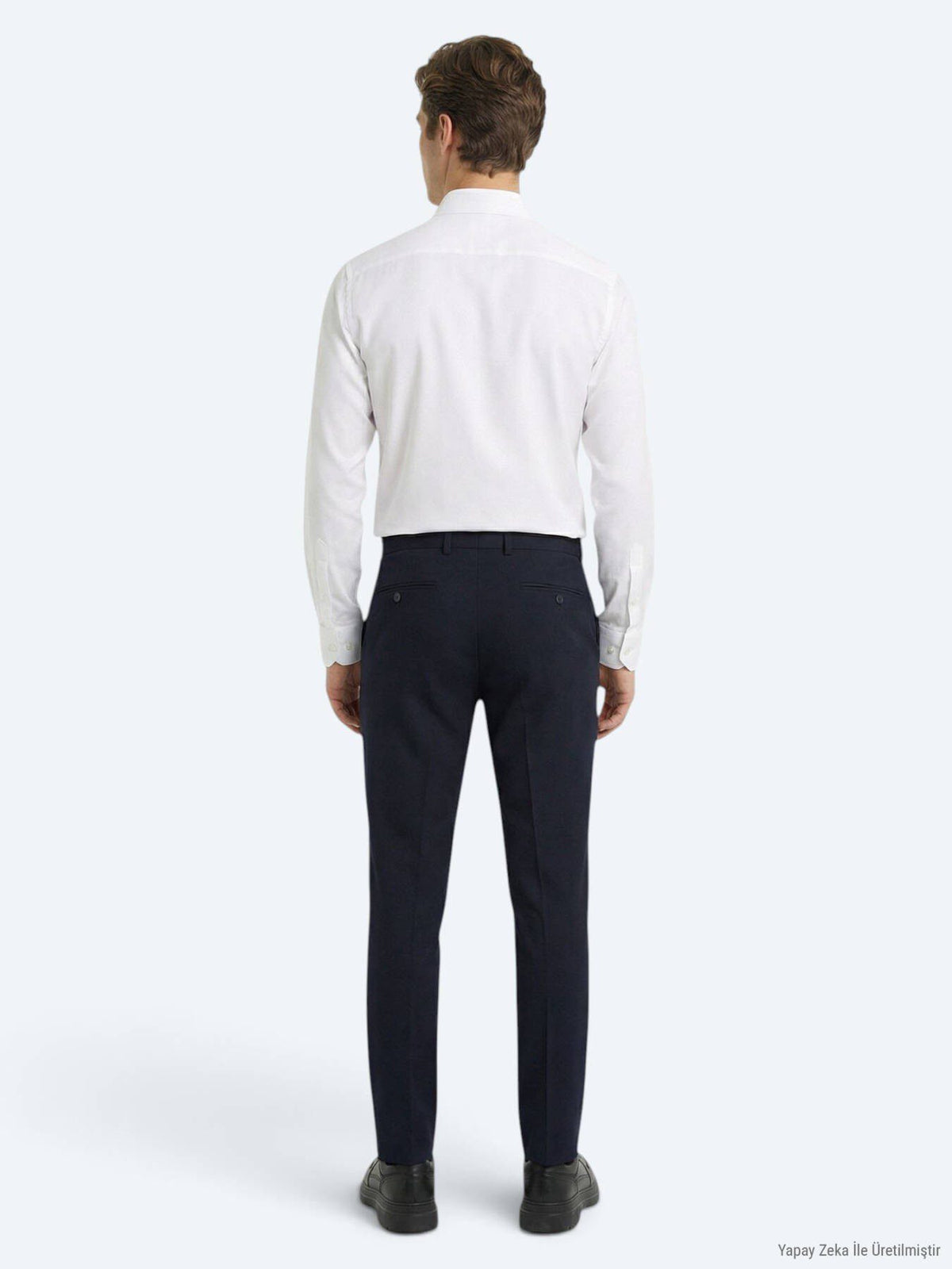 Marineblaue Webstoff-Hosen aus Wolle