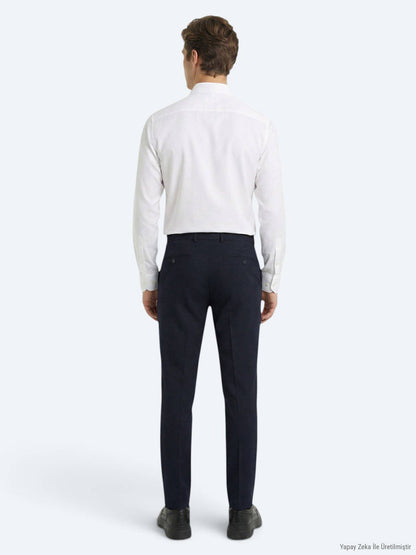 Marineblaue Webstoff-Hosen aus Wolle