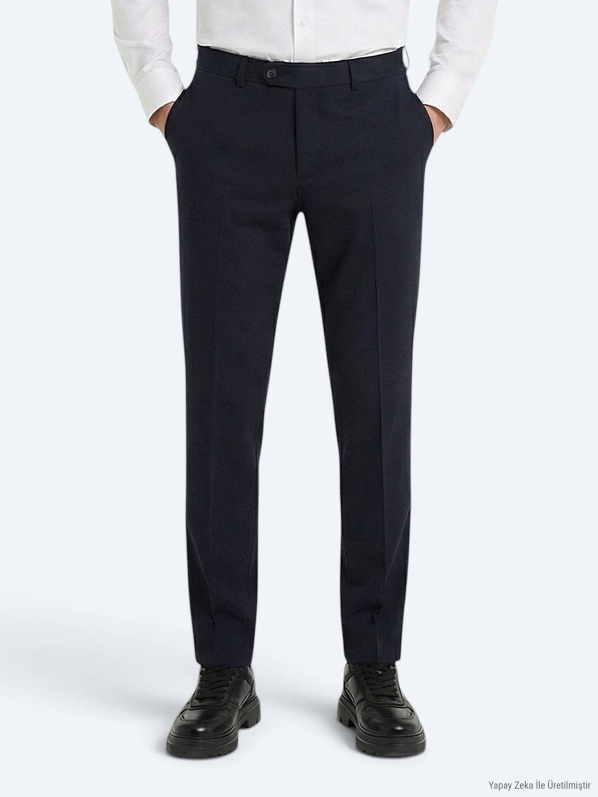 Marineblaue Webstoff-Hosen aus Wolle