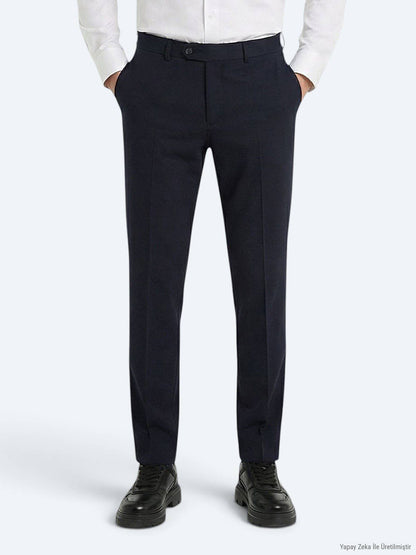 Marineblaue Webstoff-Hosen aus Wolle