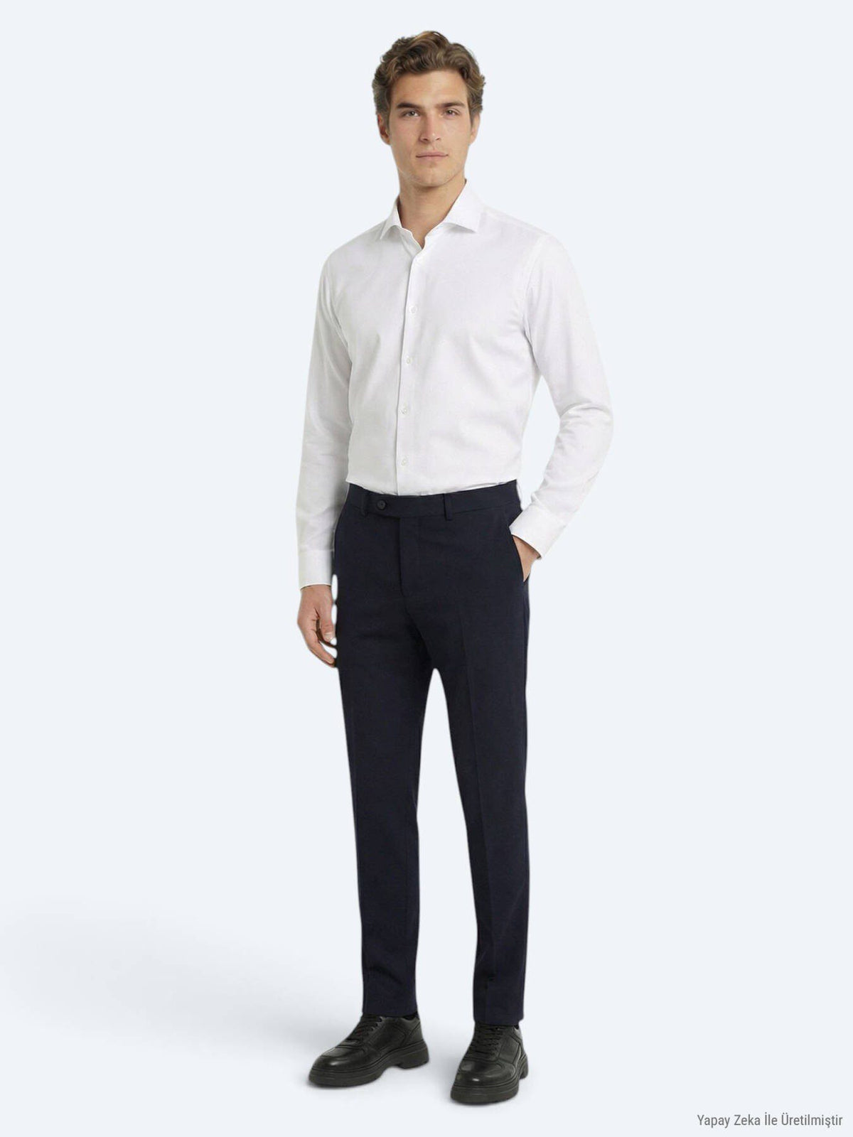 Marineblaue Webstoff-Hosen aus Wolle
