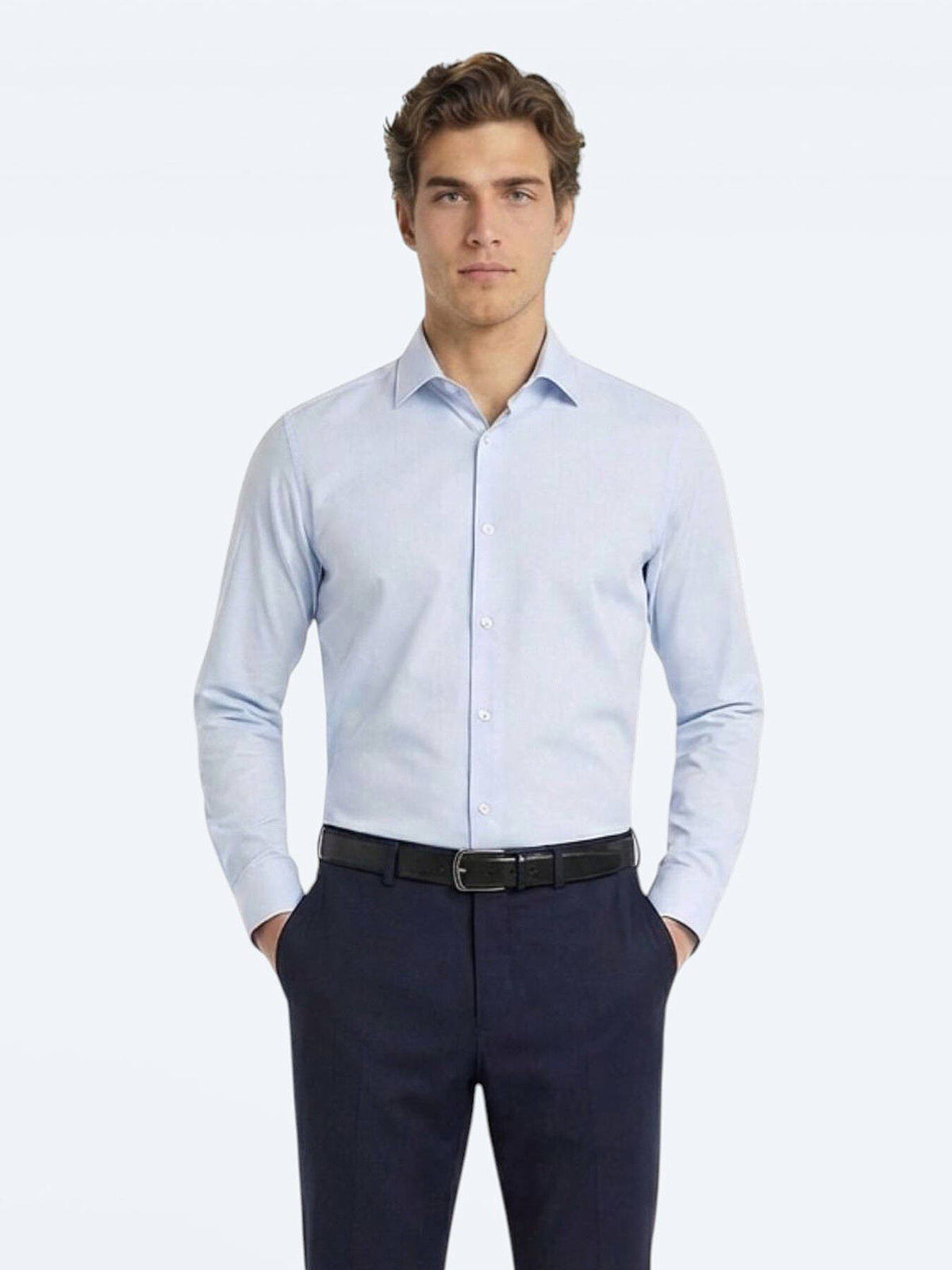 Blaues Klassisches Baumwollhemd, Slim Fit