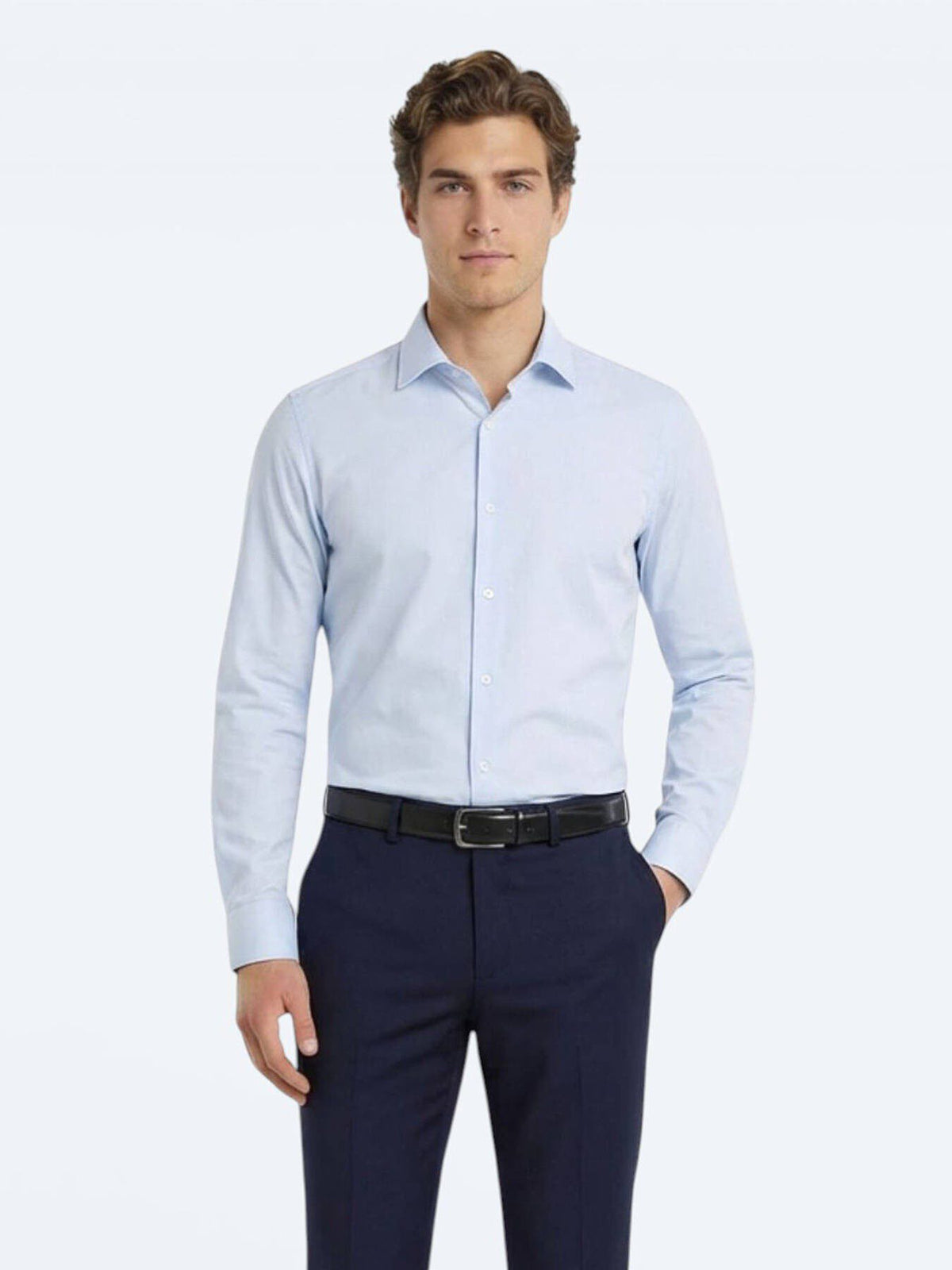 Blaues Klassisches Baumwollhemd, Slim Fit