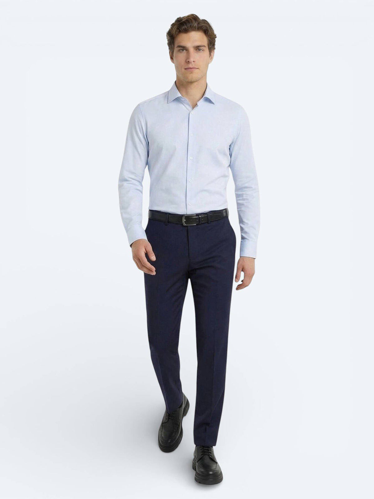 Blaues Klassisches Baumwollhemd, Slim Fit