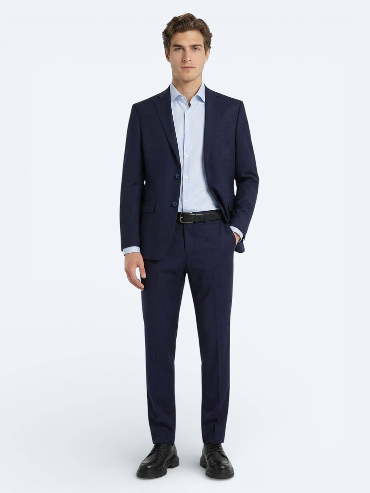 Blaues Klassisches Baumwollhemd, Slim Fit