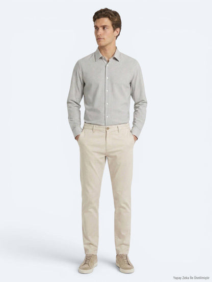 Beige Velours Jogginghose Casual Fit