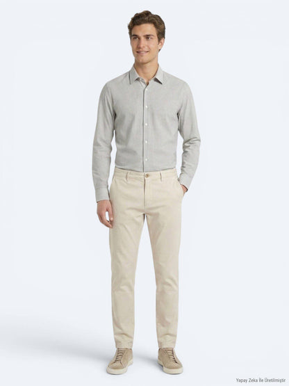 Beige Velours Jogginghose Casual Fit