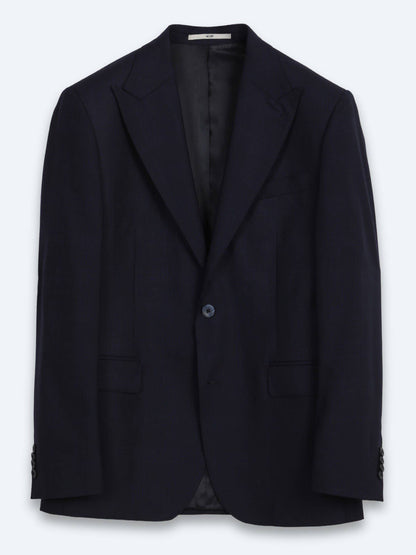 Marineblau Karierter Anzug 100% Wolle