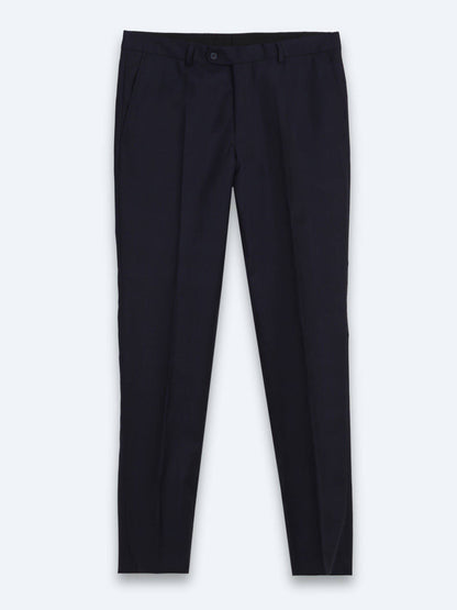 Marineblau Karierter Anzug 100% Wolle