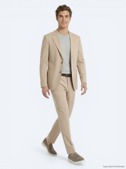 Beige Schlicht Moderner Anzug
