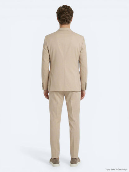 Beige Schlicht Moderner Anzug