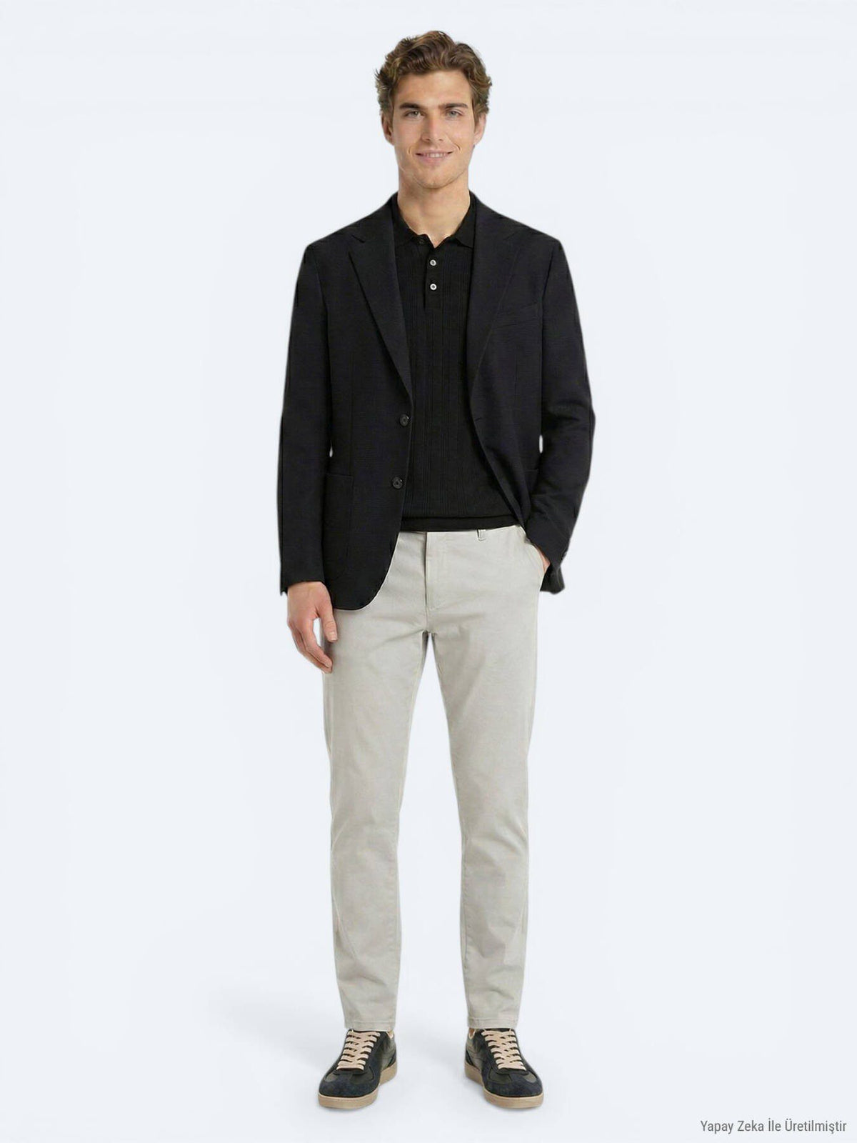 Schwarze Micro Modern Fit Wolljacke