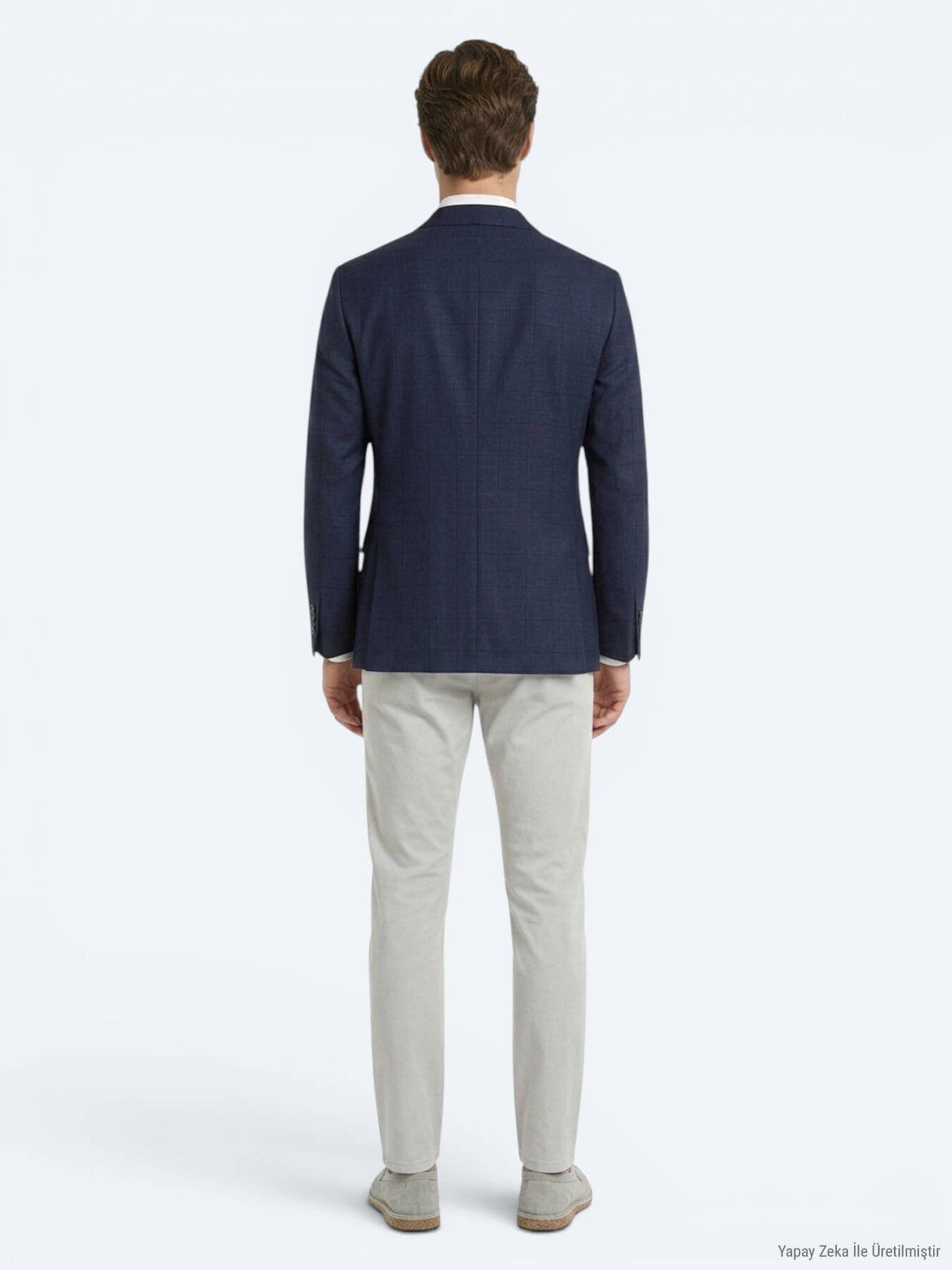 Marineblaue Micro Modern Fit Wolljacke