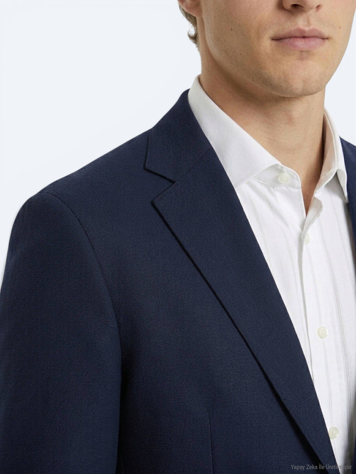 Marineblaue Micro Modern Fit Wolljacke
