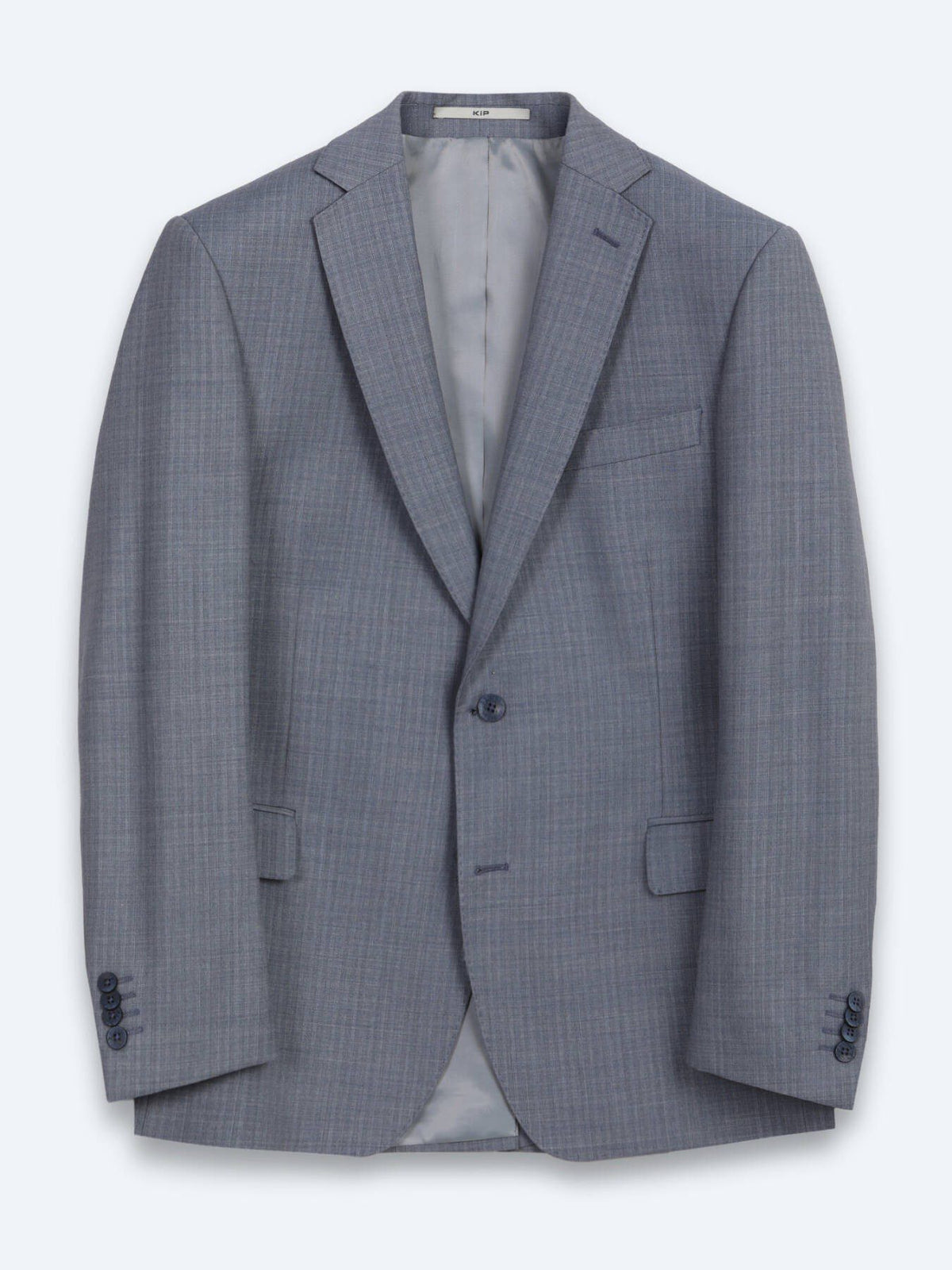 Blau Gestreifter Regular Fit Wollanzug