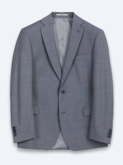 Blau Gestreifter Regular Fit Wollanzug