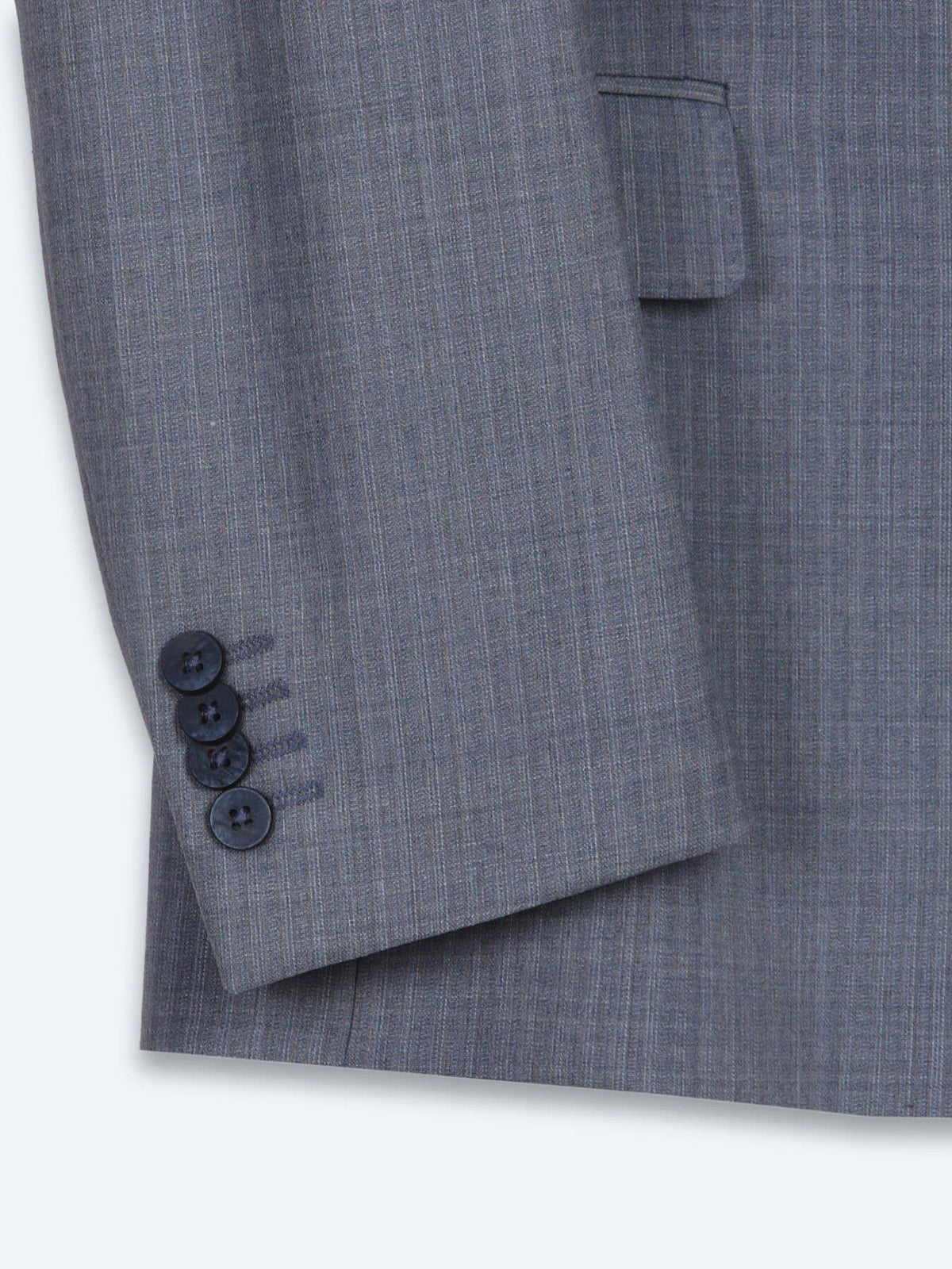 Blau Gestreifter Regular Fit Wollanzug