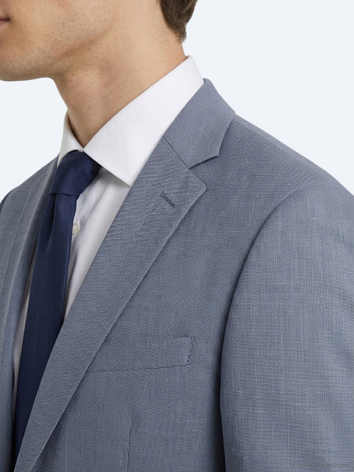 Blau Gestreifter Regular Fit Wollanzug