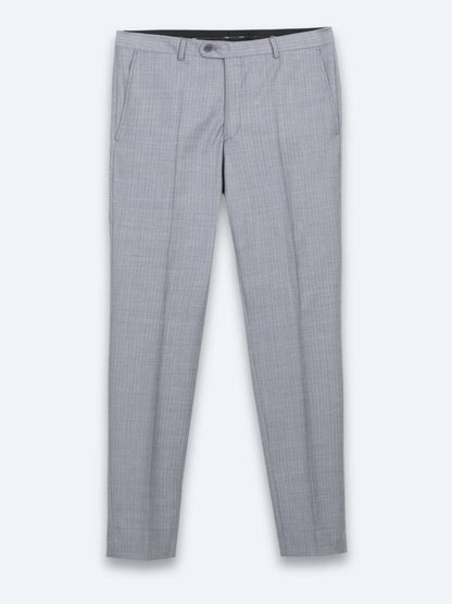 Blau Gestreifter Modern Fit Wollanzug