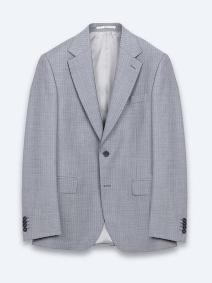 Blau Gestreifter Modern Fit Wollanzug