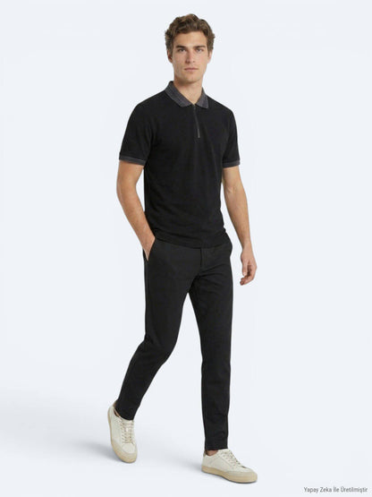 Schwarzes schlichtes 100% Baumwoll-T-Shirt
