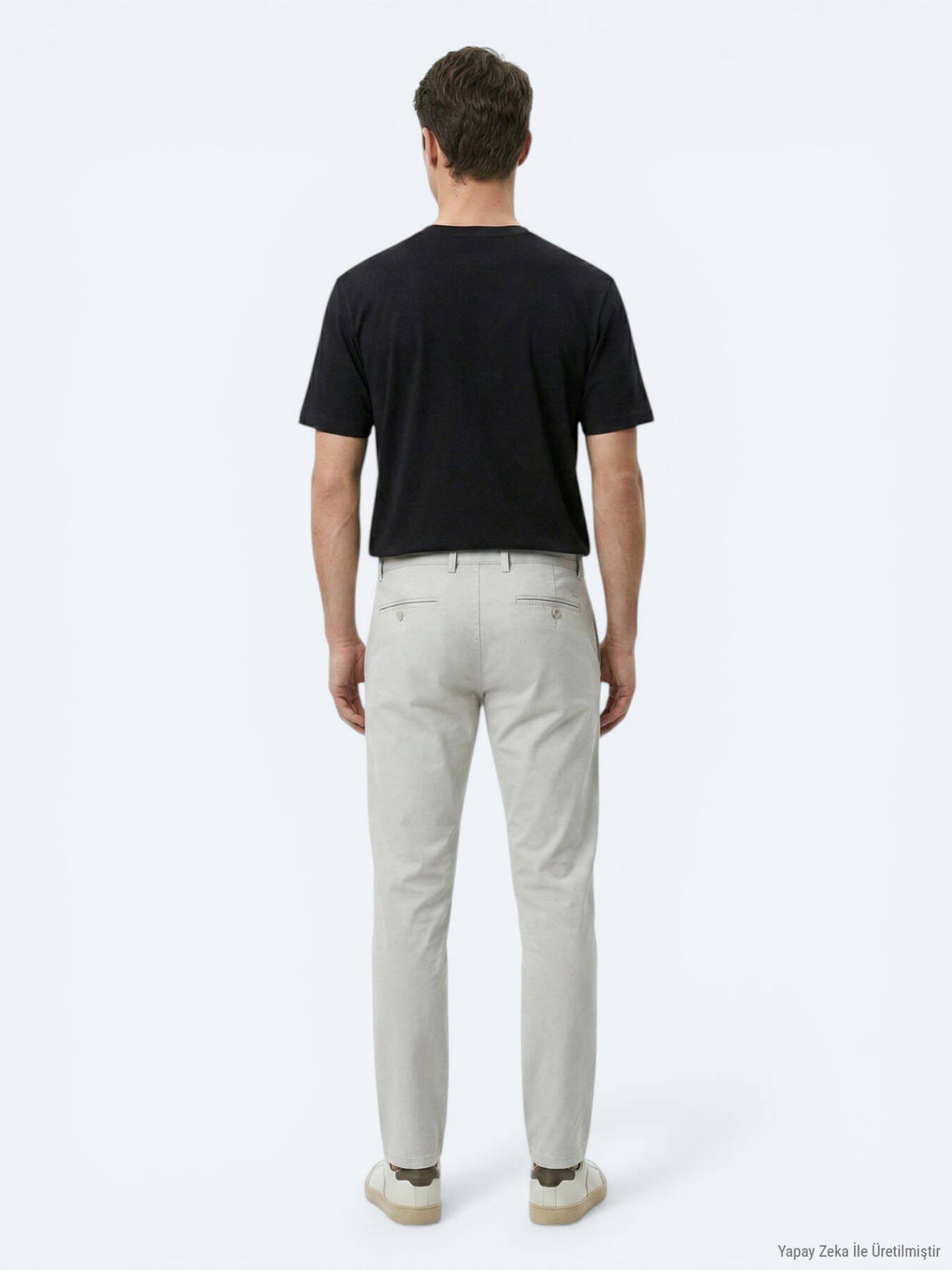 Schwarzes Baumwoll-Misch-T-Shirt